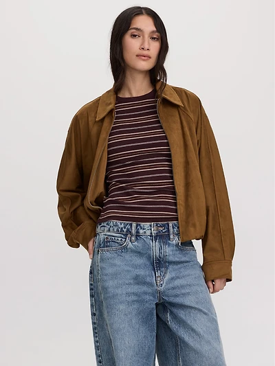 Veste en faux suède avec ourlet bulle