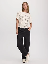 Short-Sleeve Crew-Neck Tee with Shirred Sides