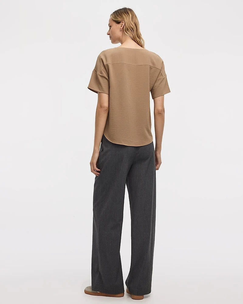 Short-Sleeve Crew-Neck T-Shirt Blouse