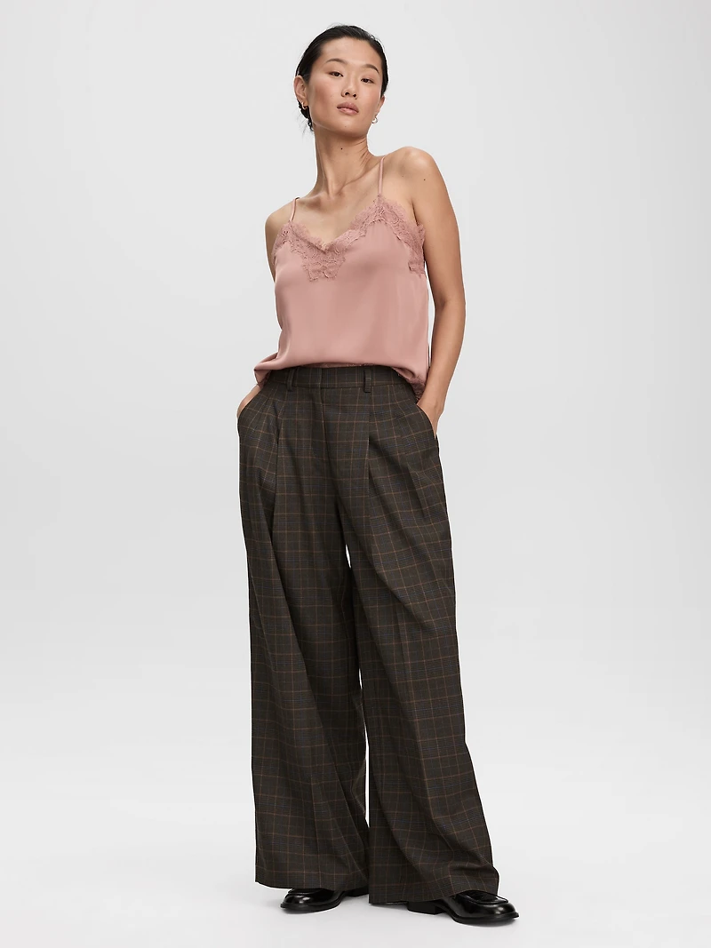 Plaid Wide-Leg High-Rise Pants - The Timeless