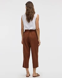 Cropped Wide-Leg Linen-Blend Pant - Petite