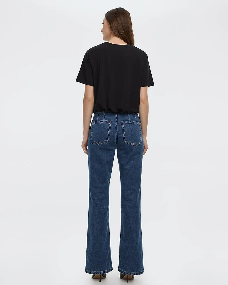 Crew-Neck Tee with Bubble Hem