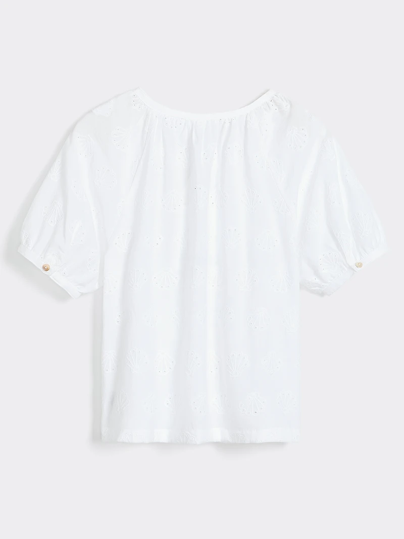 Short-Sleeve Scoop-Neck Loose Blouse