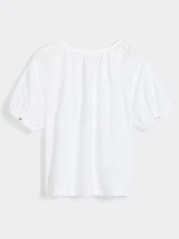 Short-Sleeve Scoop-Neck Loose Blouse