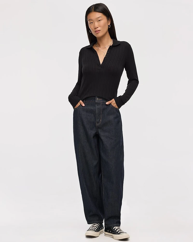 High-Rise Barrel Jeans