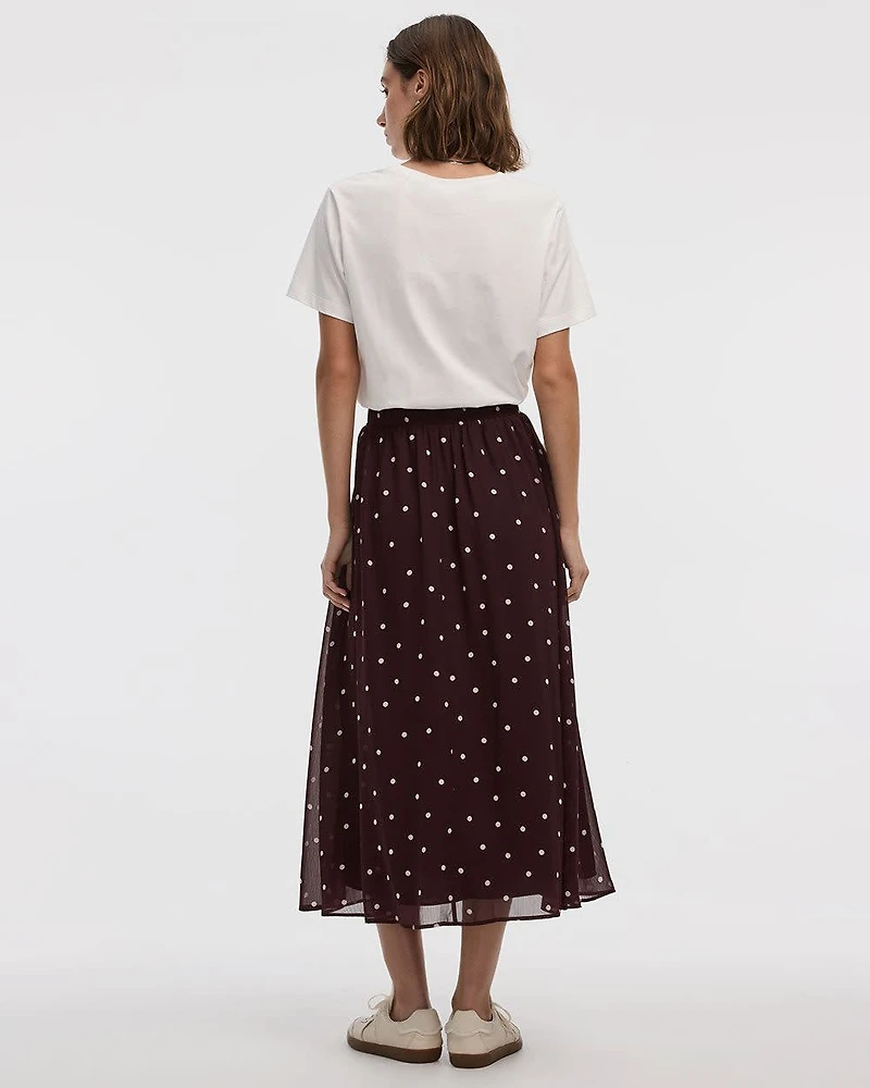 Pleated-Chiffon Midi Skirt
