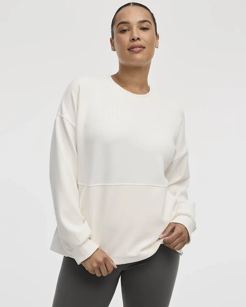 Long-Sleeve Crew-Neck Ottoman Pullover - Hyba