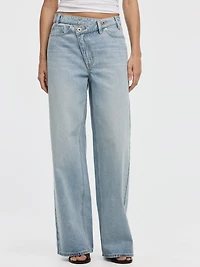 Pantalon à taille croisée jambe large