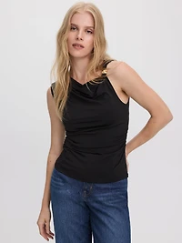 Sleeveless Top with Asymmetrical Neckline