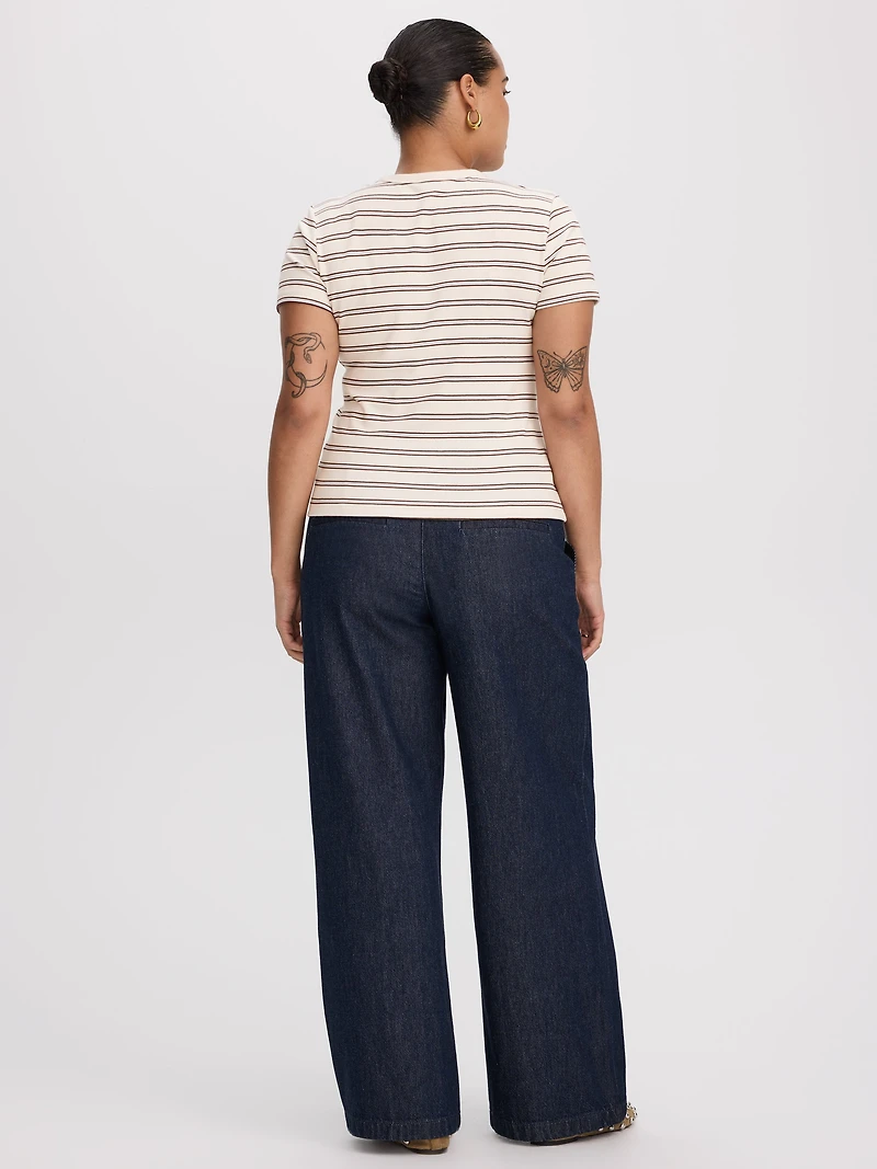 Striped Fitted Crew-Neck Ribbed T-Shirt