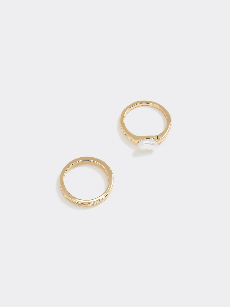 Rings with Pearl - Set of 2
