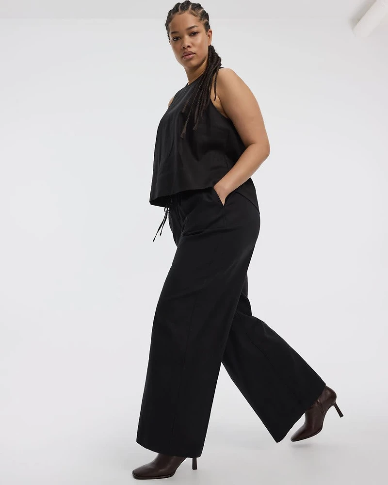 Wide-Leg Linen-Blend Pant