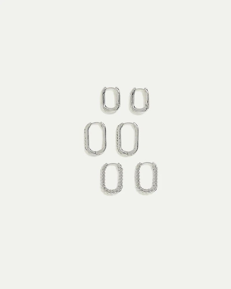 Elongated Hoops - 3 Pairs