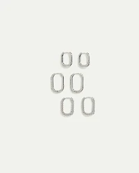 Elongated Hoops - 3 Pairs