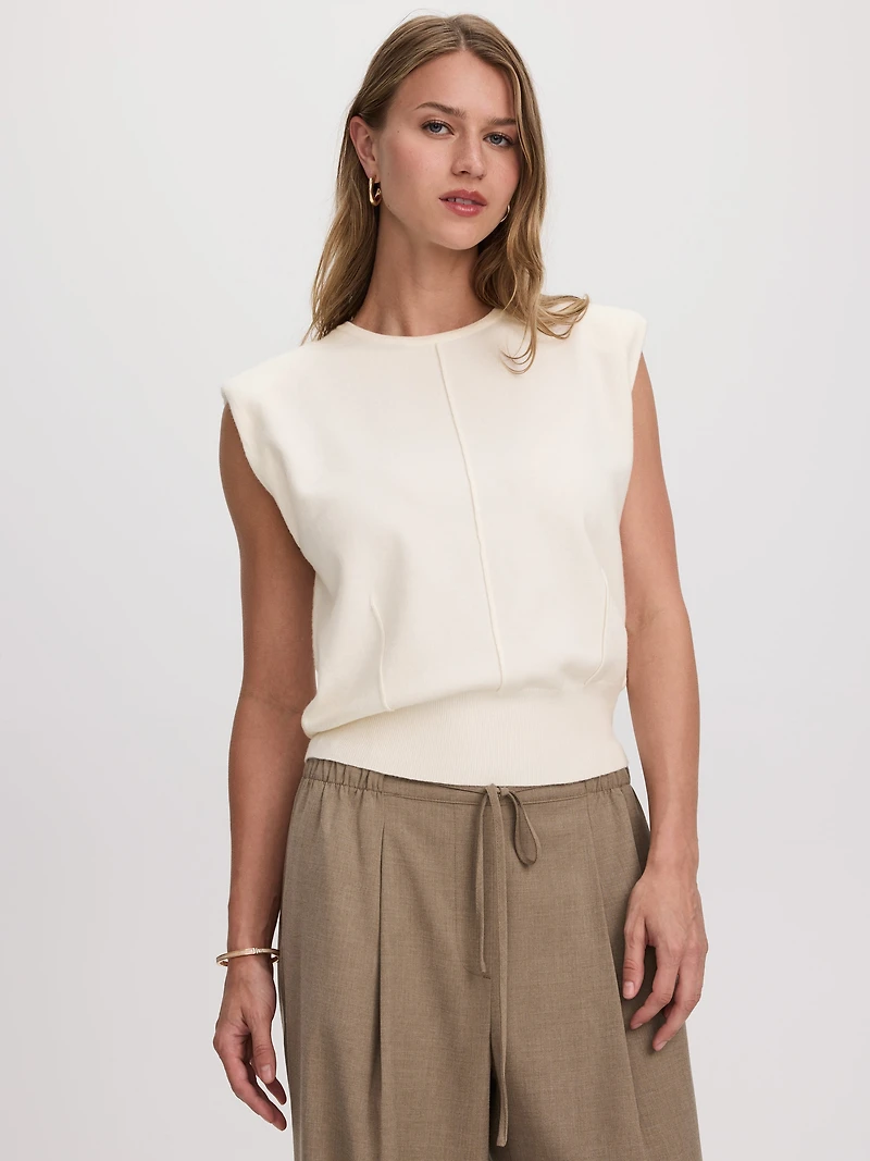 Veste en tricot sans manches à col rond