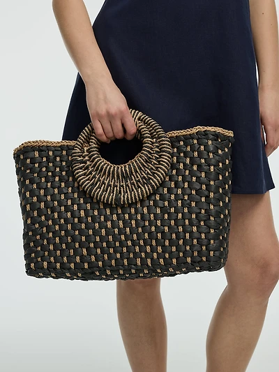 Sac en paille à deux tons