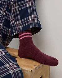 Anklet Winter Socks with Striped Hem