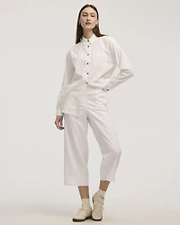 Cropped Wide-Leg Linen-Blend Pant - Petite