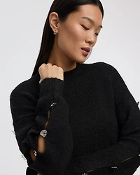 Long-Sleeve Boat-Neck Sweater with Jewelled Details