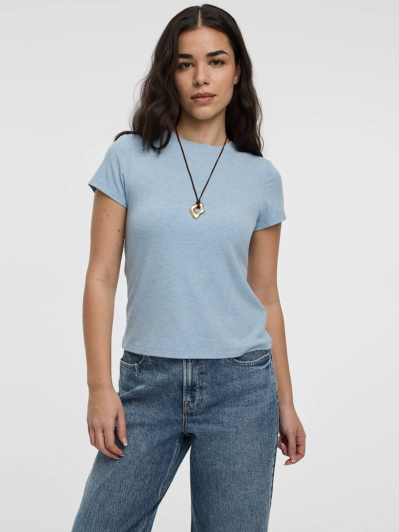 Fitted Crew-Neck Ribbed T-Shirt - R Essentials
