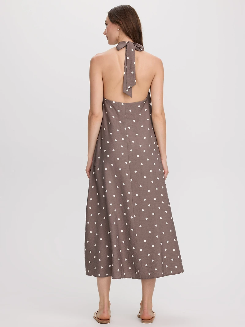 Sleeveless Halter-Neck Maxi Dress