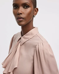 Long-Sleeve Blouse with Cascading Ruffles