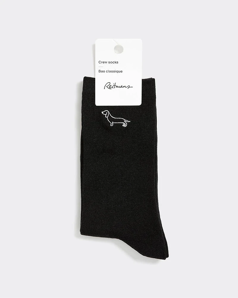 Embroidered Dog Crew Socks