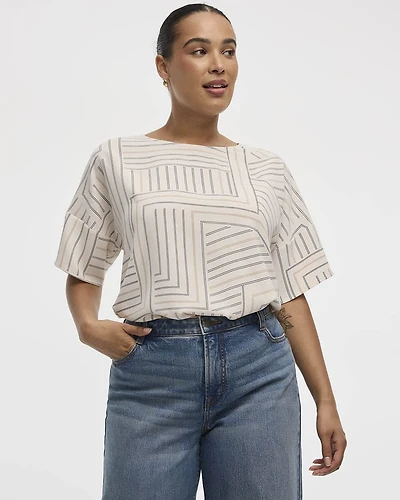 Blouse t-shirt à col rond et manches courtes