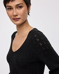 Long-Balloon-Sleeve V-Neck PlushSoft Sweater