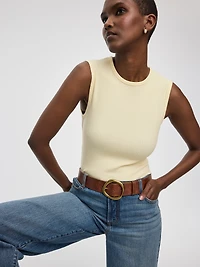 Camisole côtelée à col rond