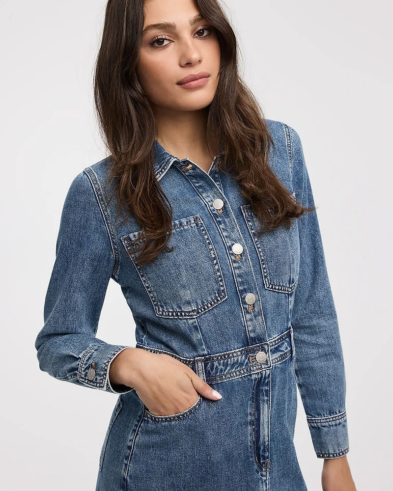 Midi Shirt Denim Dress