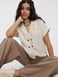 Satiny Short-Sleeve Shirt