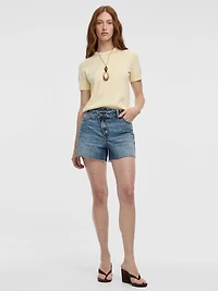 Wrap-Waist Denim Shorts