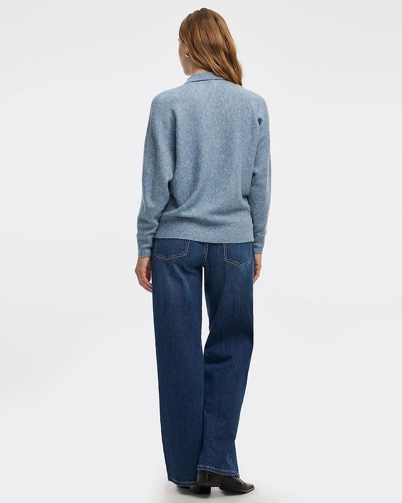 Long-Sleeve Sweater with Johnny Collar