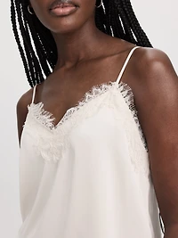 V-Neck Cami with Lace Trim