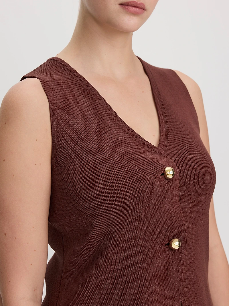 Veste en tricot sans manches à col V