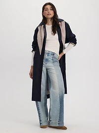 Jean à jambe large et taille haute élastique
