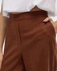 Cropped Wide-Leg Linen-Blend Pant - Petite
