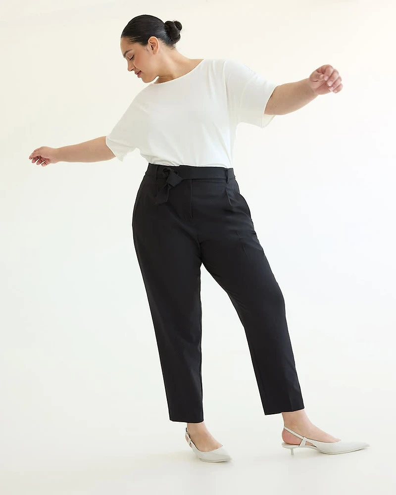 Tapered-Leg High-Rise Pant with Sash - Curvy Fit The Timeless