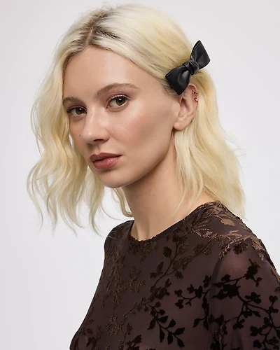 Faux-Leather Bow Barrettes - Set of 2