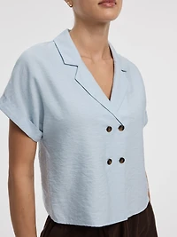 Satiny Short-Sleeve Shirt