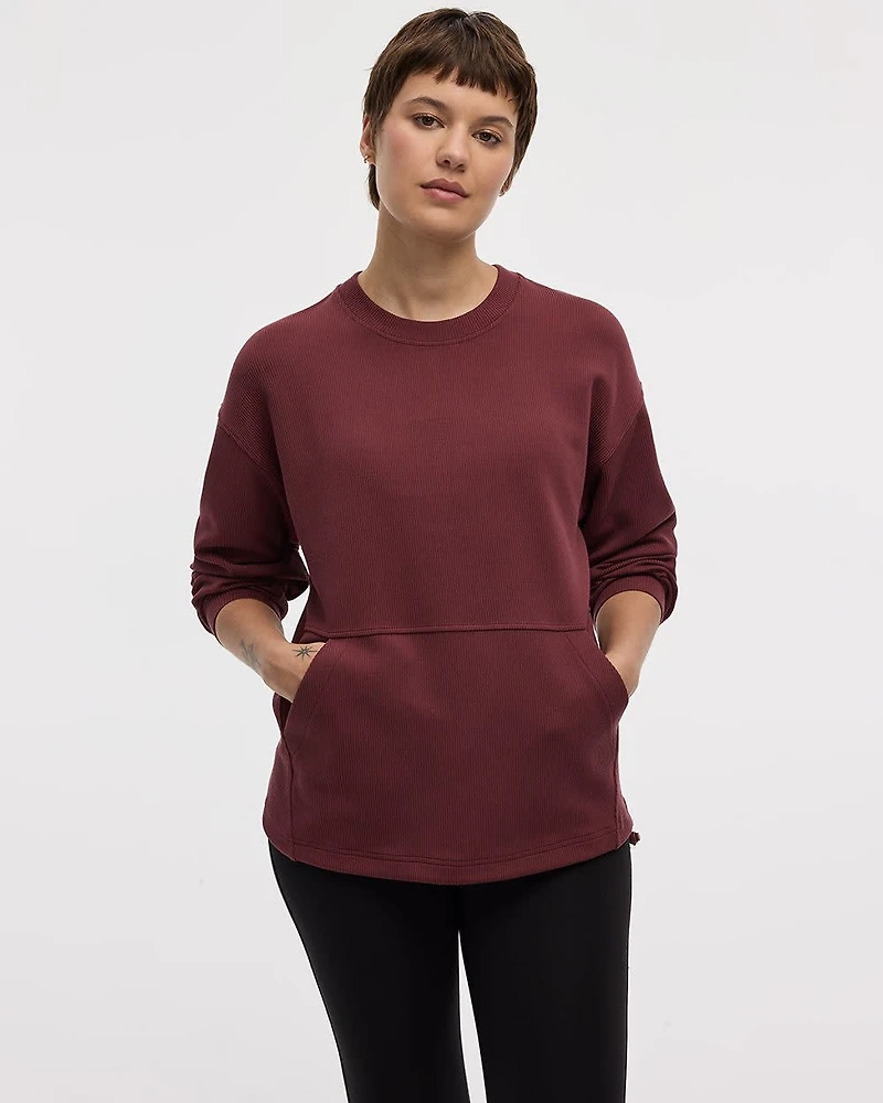Long-Sleeve Crew-Neck Ottoman Pullover - Hyba