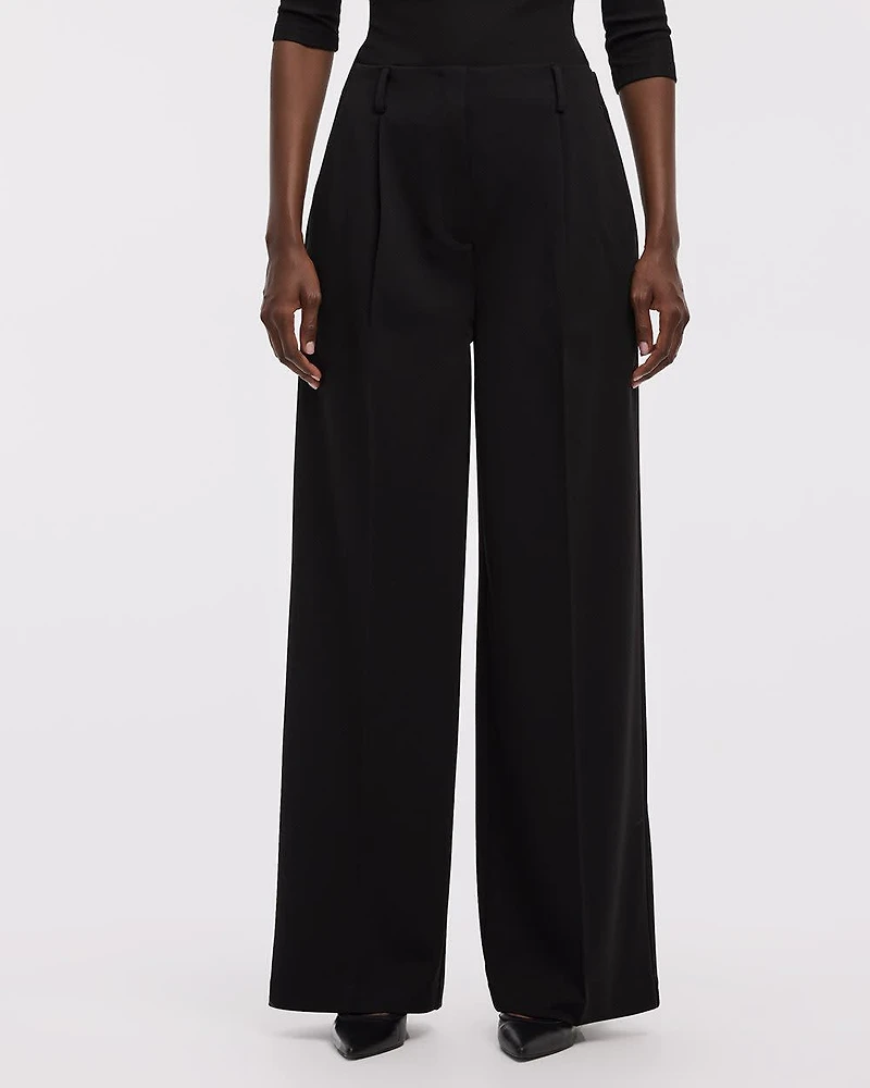 Wide-Leg High-Rise Crepe Pants