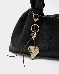 Cord Bag Charm with Metal Heart