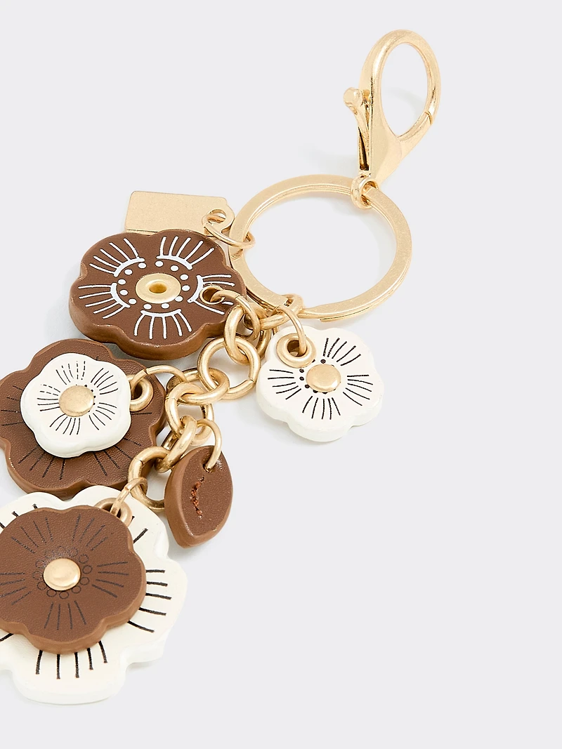 Breloque pour sac avec fleurs en faux cuir