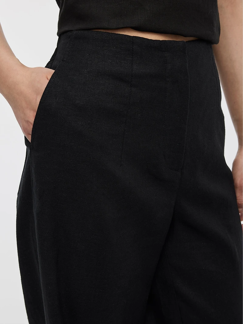 Pantalon en mélange de lin à jambe ballon