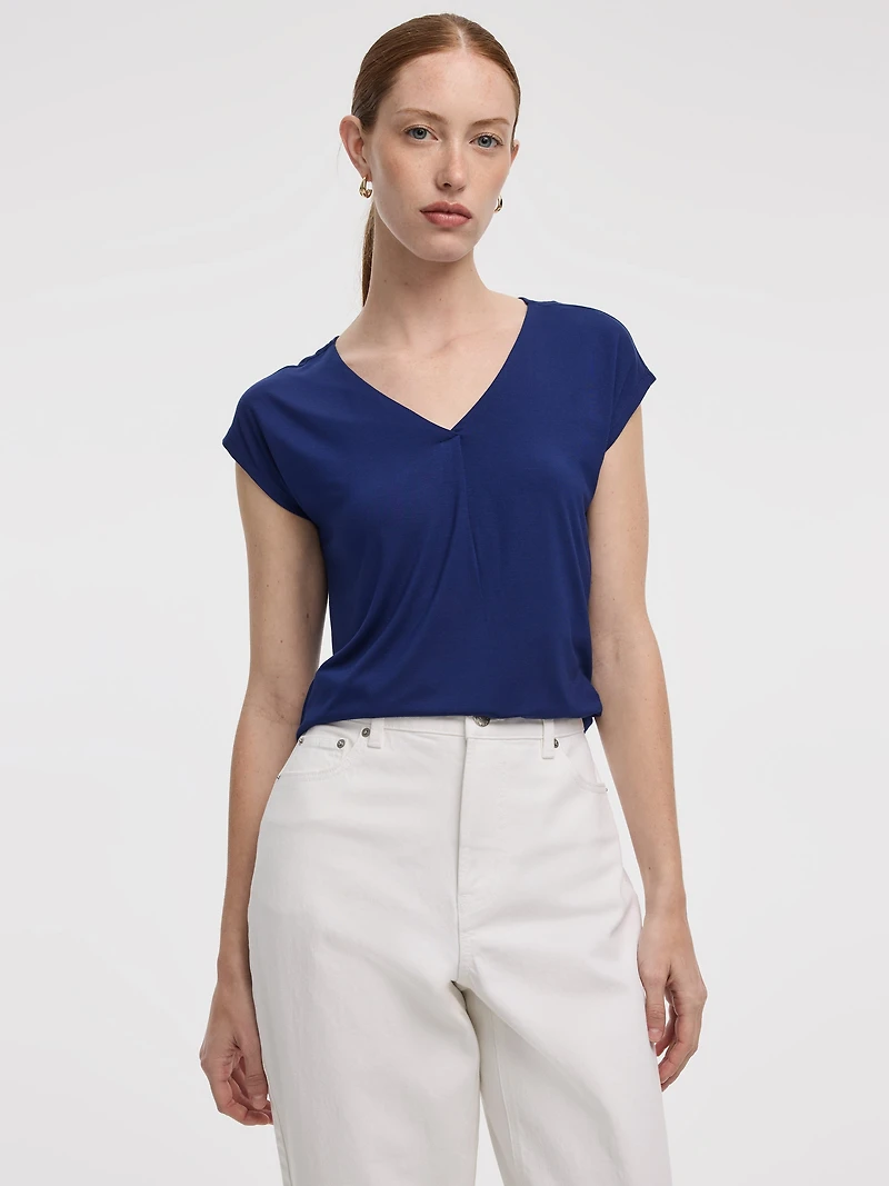 Tunique à manches très courtes et col V