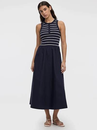 Robe maxi bimatière sans manches