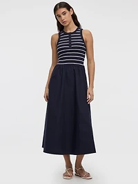 Robe maxi bimatière sans manches