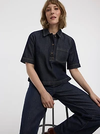 Chemise en denim à manches courtes